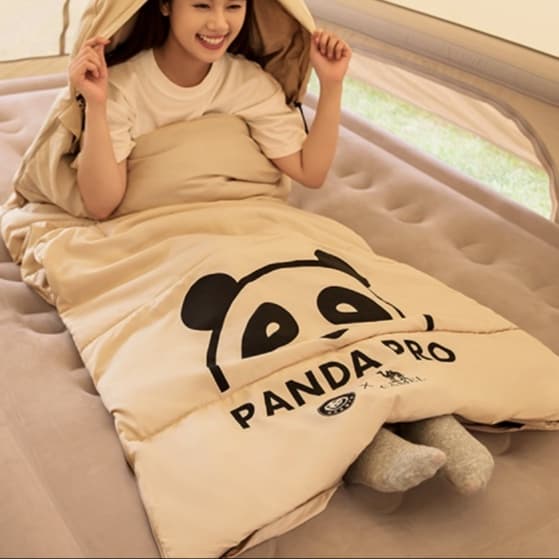 シュラフ 快適パンダ柄寝袋 冬用あったか